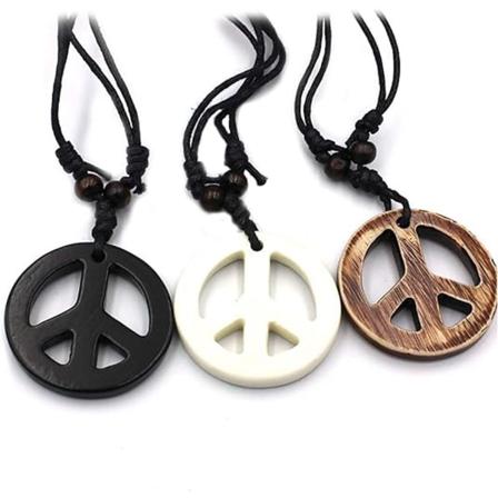 3 stk håndlagde justerbare kjærlighet fredstegn hippie anheng halskjede fredssymbol halskjede vintage taukjede harpiksvev smykker