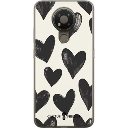 Kompatibelt Mobildeksel til Nokia Nokia 3.4 Cactus and Friends - Bold Black Love Pattern