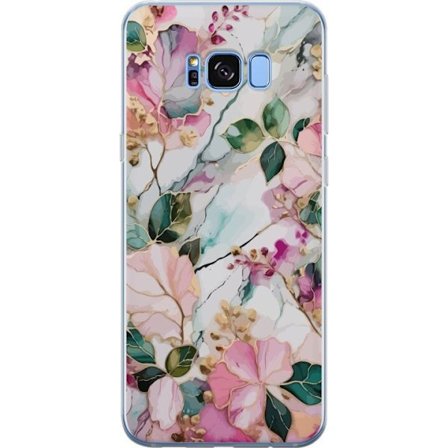 Kompatibel Mobilcover til Samsung Galaxy S8 Abstrakt marmormønster med blomster, blade og gyldne detaljer i bløde pastelfarver