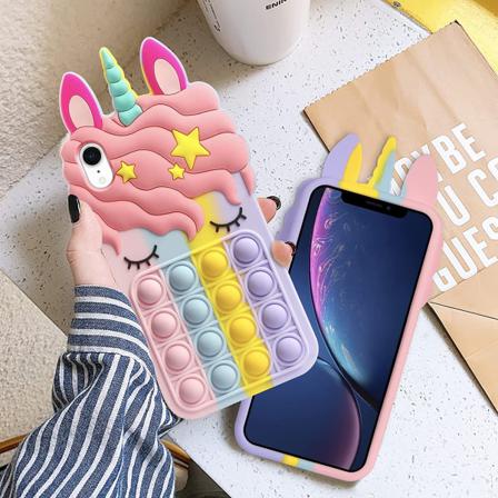 Pop It Fidget Toy Unicorn Rainbow Cover Phone Case