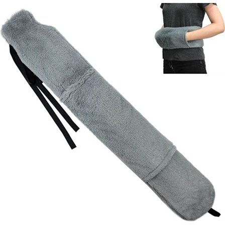 Lang varmvannsflaske med pelsdeksel - Mykt fuskepelsdeksel med stropp og håndlomme, 72 cm full kroppsomslag rundt varmeflasker Lang