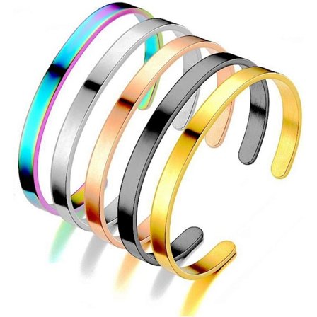 Armband för 5 st Titanstål Glänsande C-formad (8 mm)