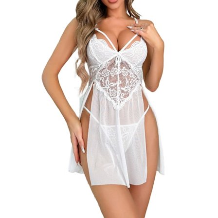 Kvinner Lace Babydoll Åpen Front Sleepwear
