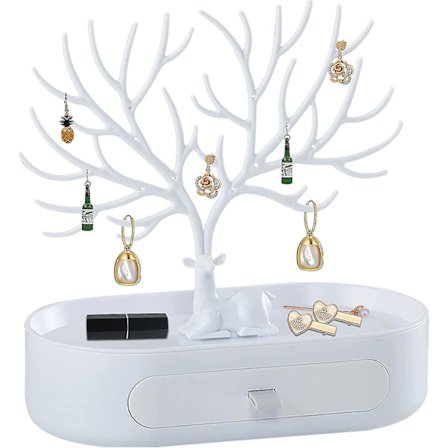 Smykkestativ med håndtak, tre tårn stativ hengende arrangør for ring øredobber halskjede armbånd
