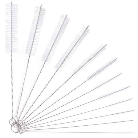 Flaskerengøringsbørster, 12 stk. Rørbørste Nylonslange Flaskerenser Sæt Til Flaske Glas Sugerør Rengøring