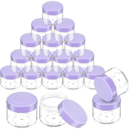 20 st runda burkburkar i plast med lock för flytande krämer, prover, 20 ml/0,7 oz