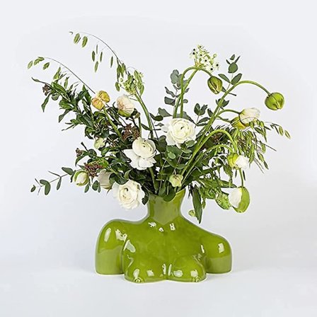 Kurvig kvinnlig form knoppvas, mänsklig kropp vas, keramisk kvinnlig skulptur vas minimalistisk blomsterarrangemang bordsdekoration för hemmakontor