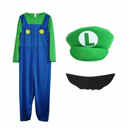 Barn Super Mario Luigi Bros Cosplay Fancy Dress Outfit Kostym green 130-140cm