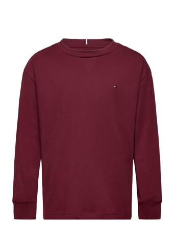 Essential Tee L/S Tops T-shirts Long-sleeved T-Skjorte Burgundy Tommy Hilfiger