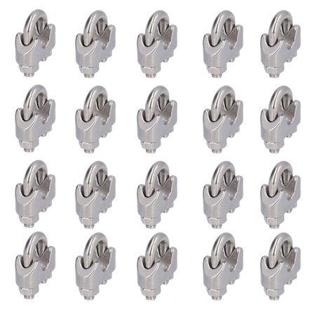 20 stk. rustfri stål wire reb klemme hardware rigging kabel clips lås fastgørelsesanordninger M5 (5 mm)