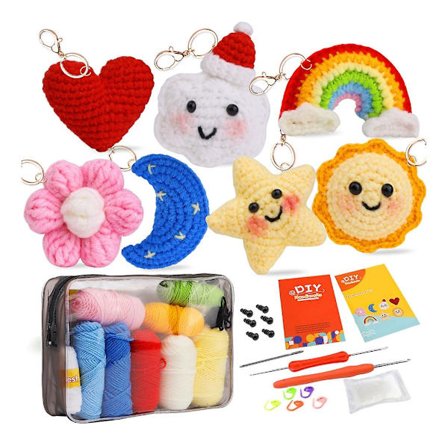 Hæklenøglesæt til gør-det-selv-nybegyndere, inklusive hæklenål og garn