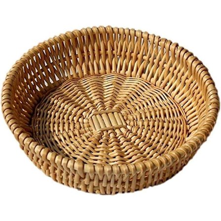 Liten brödkorg i rotting, nudelkorg i rotting, korg handvävd rottingkorg skål vatten fruktkorg serveringskorg rund rottingkorg korg