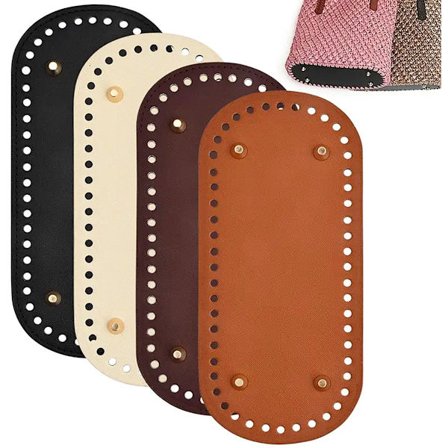 Virkattu laukun pohja 4 kpl soikea PU-nahka 22x10 cm neulonta virkkaus soikea PU-laukun pohja rei'illä DIY-tarvikkeet virkattuihin laukkuihin 