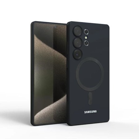 Luksuriøst Blødt Silikone Magsafe Cover til Samsung Galaxy S25 Ultra S25 Plus S25Ultra S21 FE S23 S24 Med Kamera Linsebeskyttelse Fuld Dækning Sort 