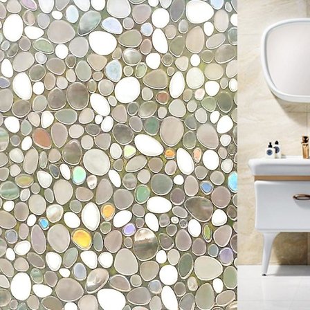 Självhäftande Halvprivat Fönsterfilm - Statisk Klister Fönsterfilmer, Sekretessfilm för Hemkök - 3D Pebble - 90 x 300 cm (FMY)