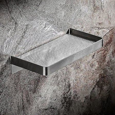 Rektangulær Brusehylde Uden Boring Badeværelseshylde Lavet af SUS 304 Rustfrit Stål - Sømfri - Rustfri - Badeværelsestilbehør (Børstet)