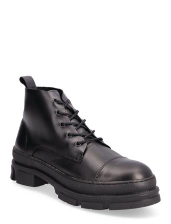 Slhwayne Leather Lace-Up Boot B Black Selected Homme