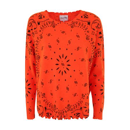 Kujten Round-neck Strik Orange, Dame Striktrøjer, Størrelse: L