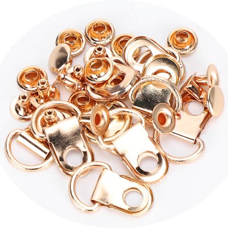 100 set skosnøre krok D-ring öljet spänne mässing sko läderväska DIY nitverktyg guld 9x14mm