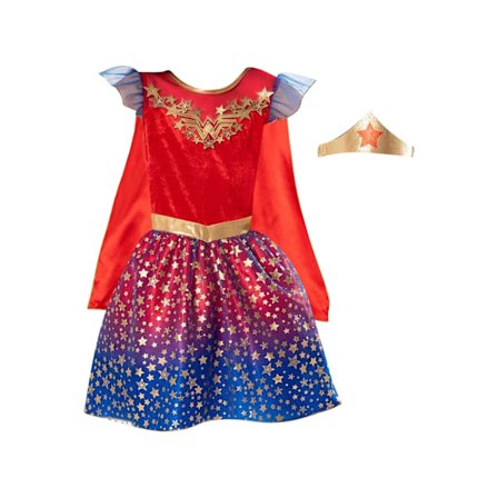 Wonder Woman Girls Deluxe Kostymklänning 7-8 år Röd/Blå/Guld