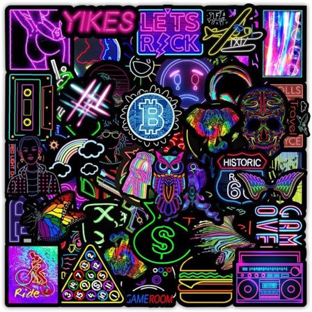 IC 50/100 st neonklistermärken Presenter leksak för barn Anime djur söta dekaler klistermärken till bärbar dator telefon kontorsgitarr kyl bil