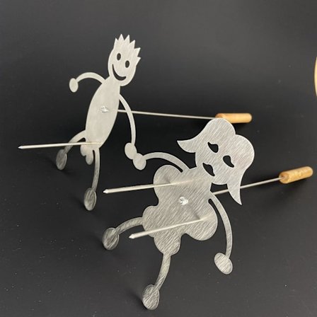 1 sett med grillspyd Hot Dog Man Marshmallow Woman Roaster Cooker Bålpinne(gutt jente)