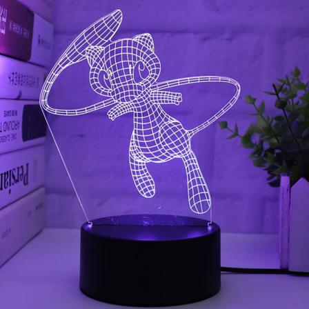 3D Illusion Natlampe, Sort Usb Touch Syv Farver, 16 Farver Kan Skiftes Gennem Fjernbetjening (3D Lampe-Q6) Type 7