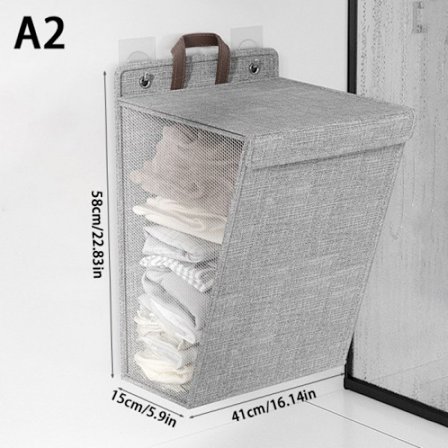 1 stk. Sammenklappelig beskidt vasketøjskurv, ingen huller, vægmonteret