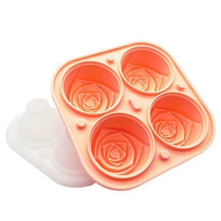 4 Hål 3D Rose Flower Ice Cube Maker Mould Form