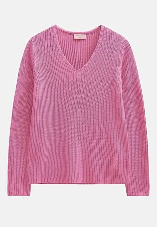 Freequent - Ribbstickad bomullströja - rosa - - M (40) - Cellbes