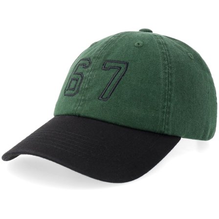 Iconic - 6 7 Six Seven Stonewashed Dark Green/Black Dad Cap Unconstructed Green Cap - @ Hatstore