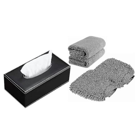 1 Sæt Mikrofiber Vaskehandske Og Mikrofiber Håndklæder 1 Stk. Kleenexboks Cover RHR