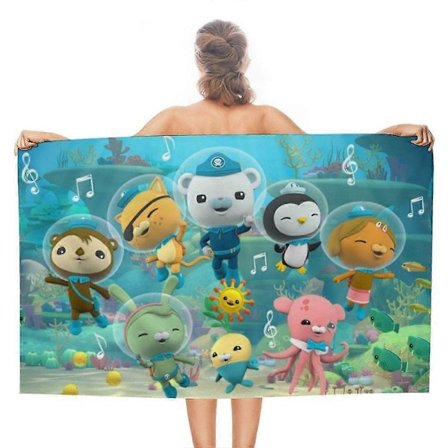 a291 Animert The Octonauts Hurtigtørkende Strandhåndkle Mikrofiber Myk Absorberende Badehåndkle for Bad Dusj Basseng Svømming Trening Leir Reise for 