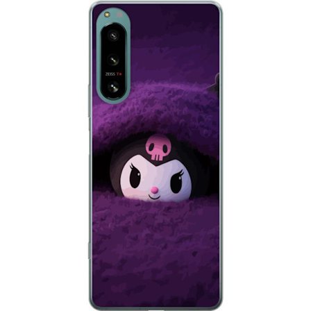Yhteensopiva Puhelinkuori Sony Xperia 5 IV Kuromi lilassa pörröisessä ympäristössä, jossa on salaperäinen kawaii-suunnittelu.