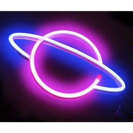 Planet Illuminated Signs - LED Planet Neon Lys Pink / Blå Planet Neon Skilt Væglamper