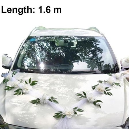 Bryllupsbilbånd Hvit Bue Blomster Stil Dekorativ For Bryllup