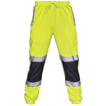 Aikuisten turvallisuus työhousut Hi Vis Viz näkyvyys joustava vyötärö hikihousut (FMY)BY Green 4XL