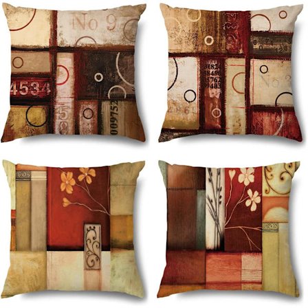 Sett med 4 (Mystery) Vintage geometriske dekorative putetrekk -