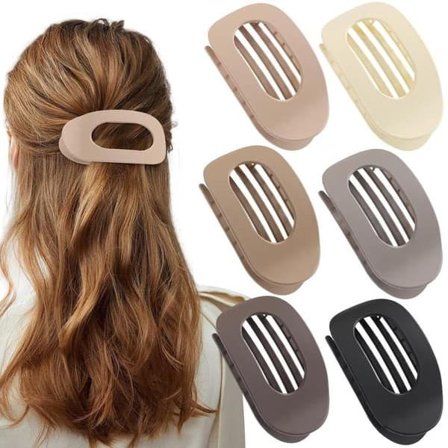 Hårklemme Dame - 6-pak - Brun Mat - Flad Bøjelig Klemme - Til Tyndt & Tykt Hår