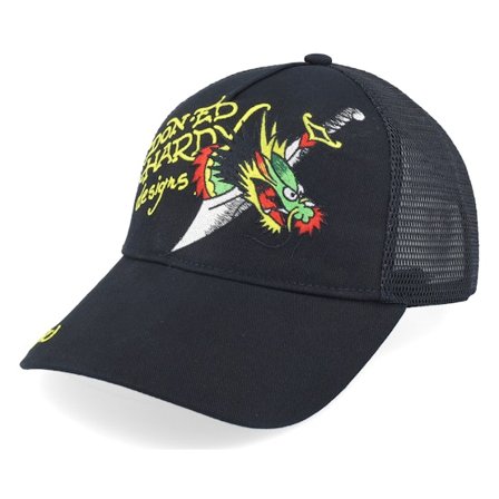 Ed Hardy - Black trucker Czapka Z Daszkiem - Dag-drag Black/Black Trucker @ Hatstore