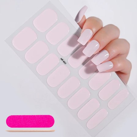 16 Tips Semi-Härdade Gel Nagelstickers Ren Färg UV/LED Lampa Gel Nagellack Wraps Långvarig Full Täckning Gel Sticker Nageldekoration##