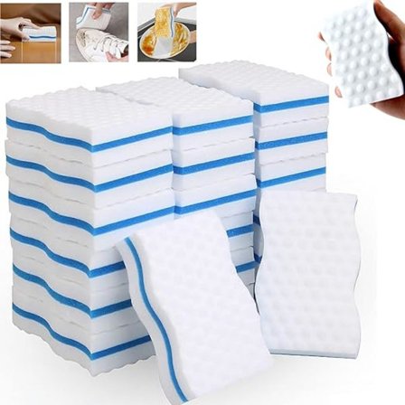 20 stk. Hvide magiske svampe - Tykkelse 25 mm, melamin rengøringssvamp, magisk viskelæder til pool, væg, badeværelse, køkken, gulv, væg, vinduer - 100