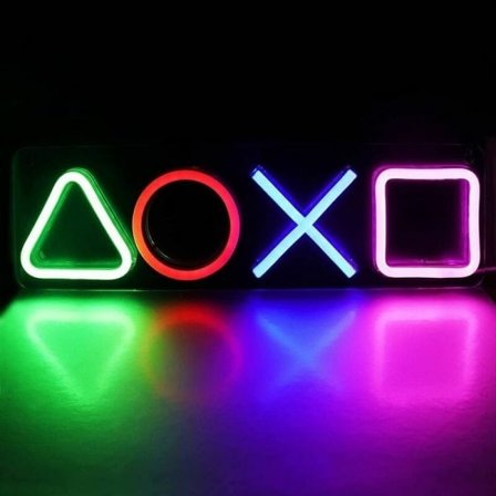 LED Neon Playstation Ikoner Ljus 4 Färger USB Nattlampa Ambientelampa Dekoration