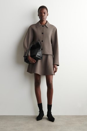 COS Women's Flared Jersey Mini Skirt in Brown