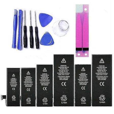 Kompatibelt iPhone 5 6 6s 7 8 X Xs Plus Erstatnings internt batteri m/lim + verktøy for iPhone 5C batteri