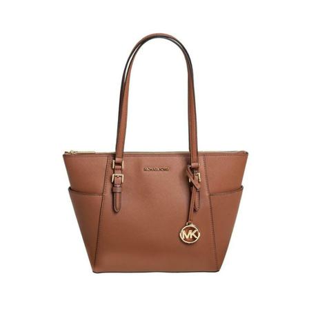 Michael Kors Leather Charlotte Top Zip Tote , Bruin , Dames , Maat: ONE Size