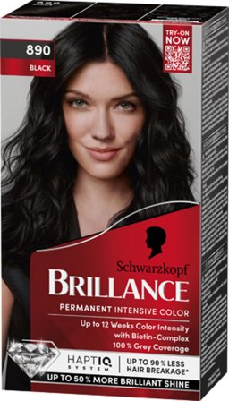 Schwarzkopf Brillance 890 Black (W) 890 Black, Hår, Hårfarve, Permanent Hårfarve
