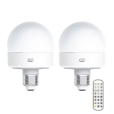 USB Genopladelig Lampe med Fjernbetjening Timer Dæmpbar Nem at Installere Batteridrevet E27 Lampe RGB Lampe [BR]