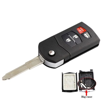 Fjernbetjent bilnøglehus til Mazda 2 3 5 6 CX5 CX7 CX9 RX8 M6 MX5 2005/6/7/8/9/10/11 Nøglehoved Flip Uskåret Blad
