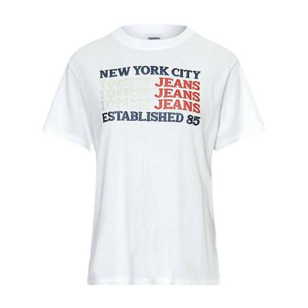Tommy Jeans Tee shirt coton bio multi logos Hvid, Dame